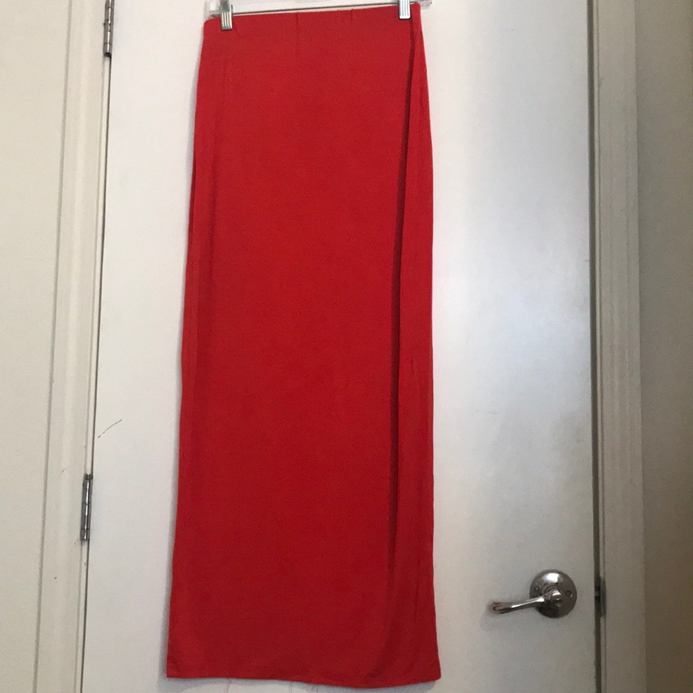 Bright red strapless dress